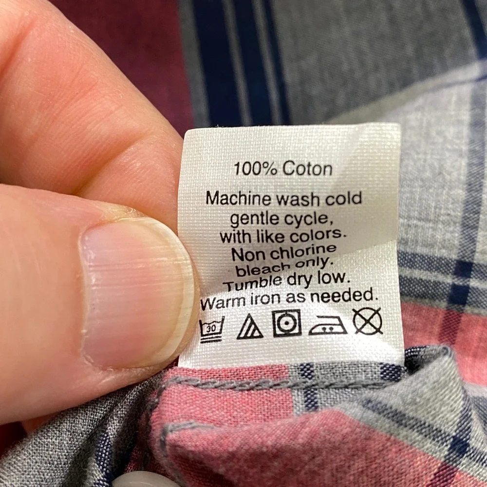 J. Crew Button Down Shirt Mens Large Classic Plaid 100% Cotton Pink Navy Grey